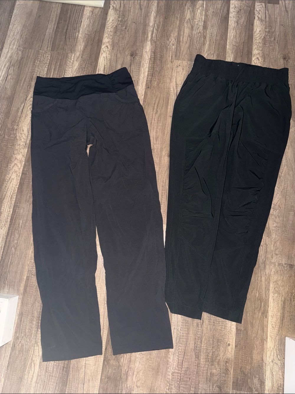 LOT OF 2- PRANA Women's Black Athletic Pants Wide-Leg & Straight- Size M